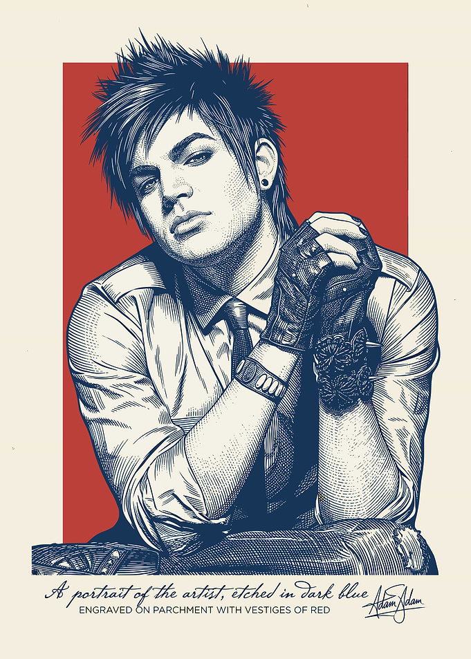 Adam Lambert Portrait Etching