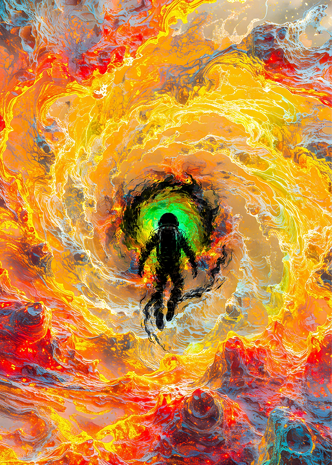 Solar Mission Astronaut Abstract Heat Splatter Art