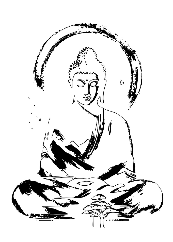 Zen Buddha with Mountain Landscape