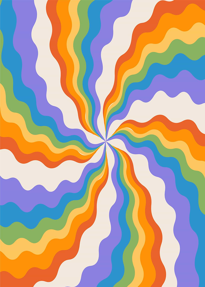 Retro Swirl Rainbow Pattern
