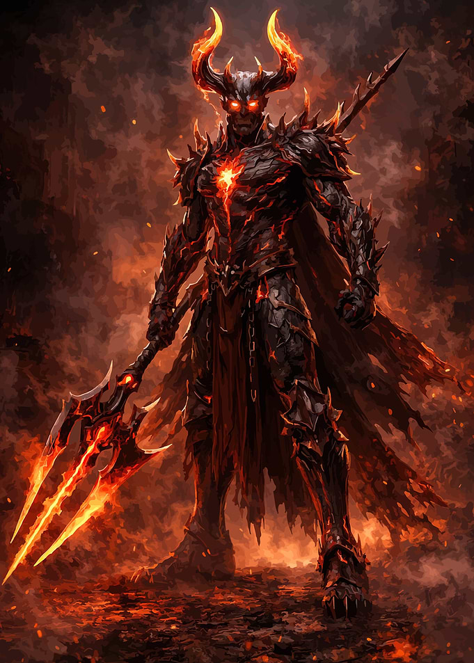 Fiery Demon Warrior with Spear