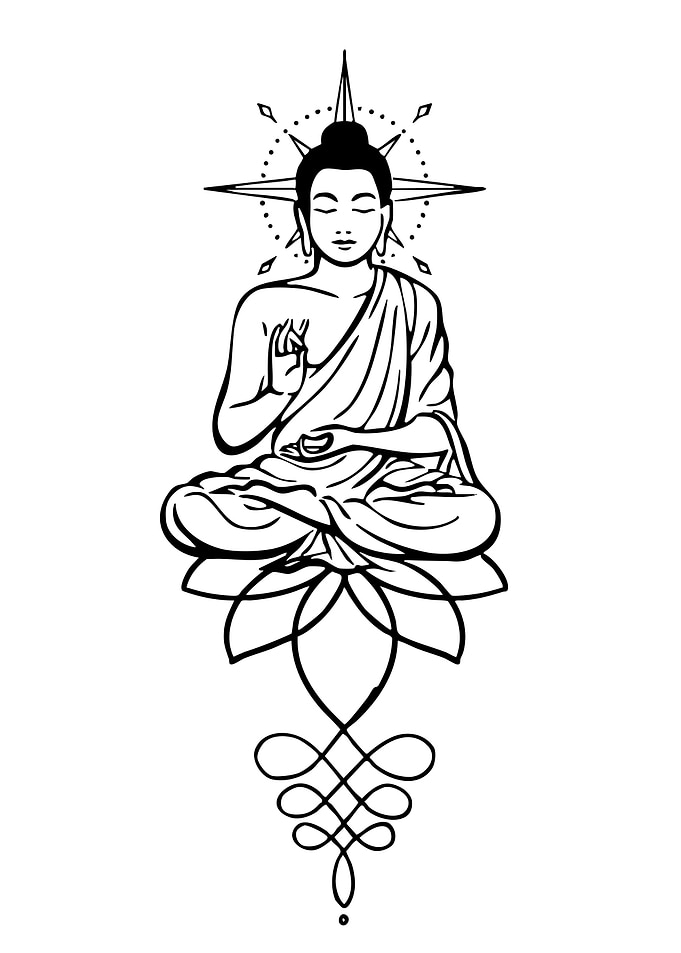 Buddha meditating on a lotus flower