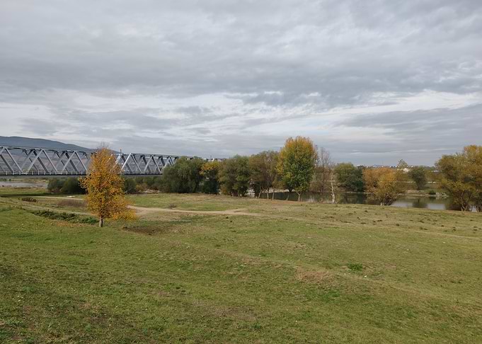 Autumn Landscape with Bridge and River