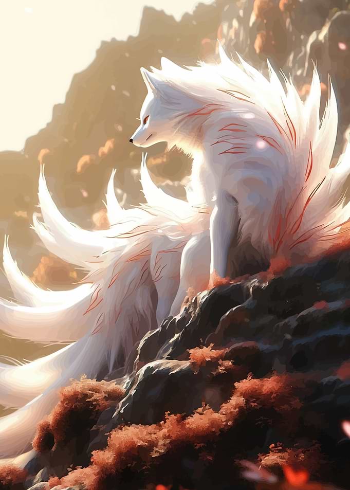 White Fox Spirit with Multiple Tails
