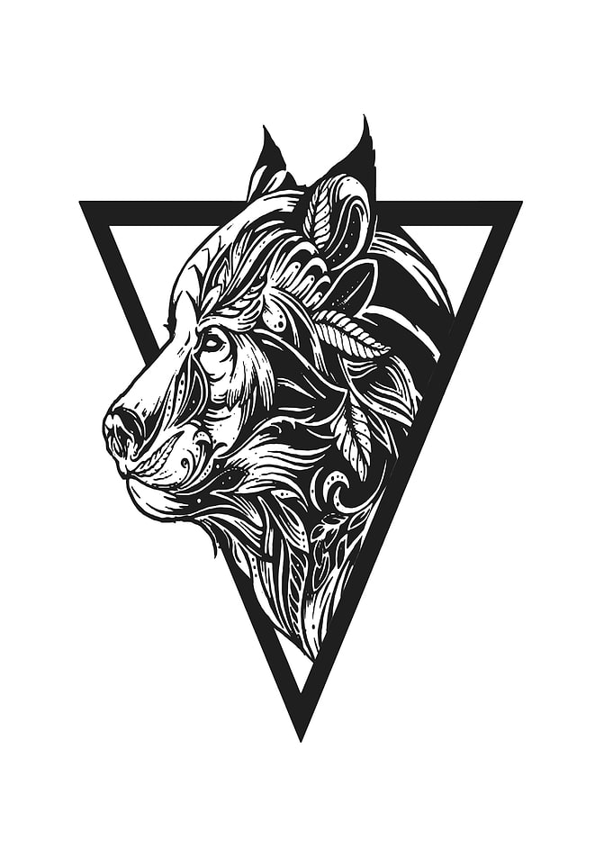 Tribal Bear Head in Triangle