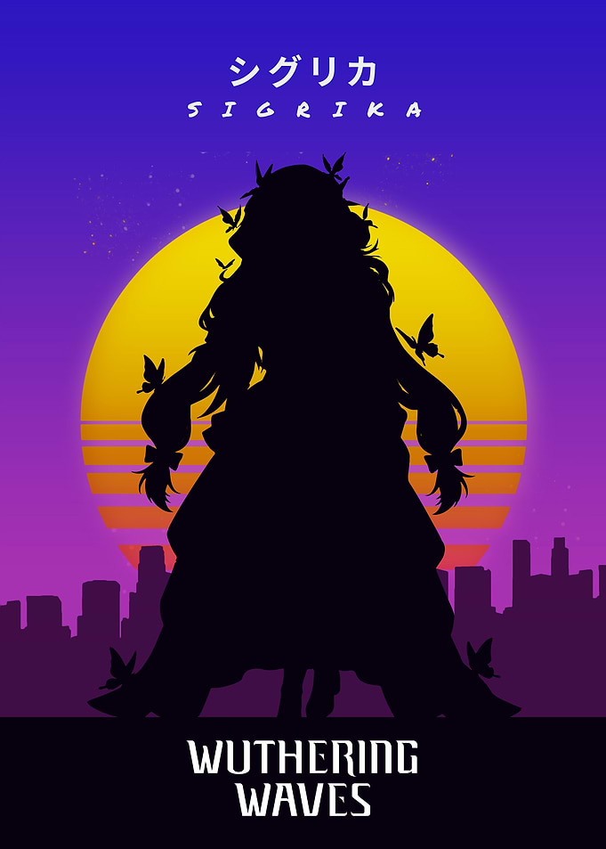 Sigrika Wuthering Waves Silhouette Poster