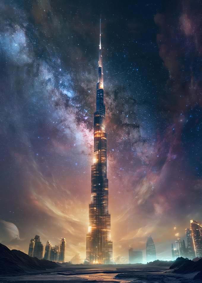 Burj Khalifa Under the Milky Way