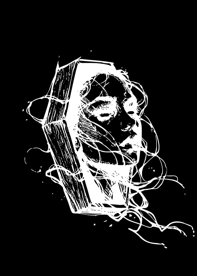 Haunting Coffin Face Illustration