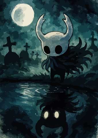 Hollow Knight in a Graveyard