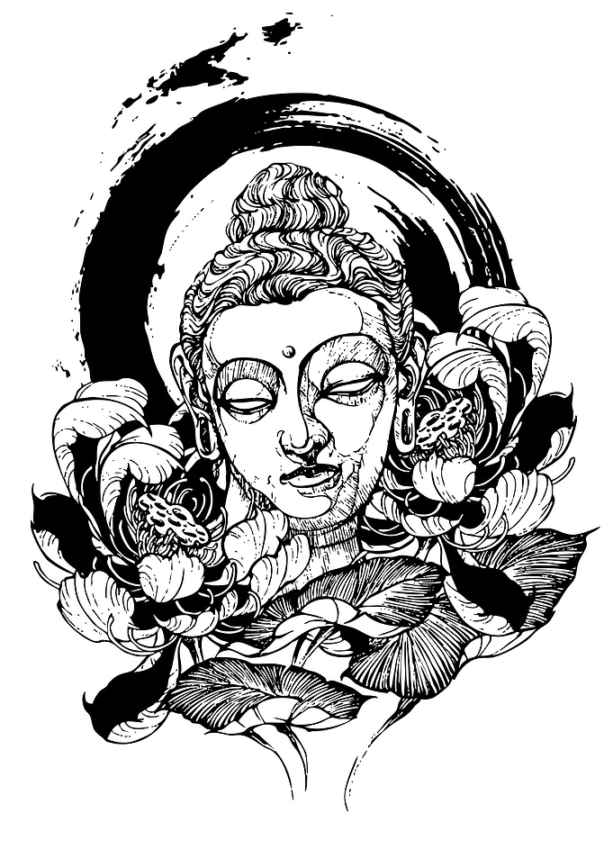 Buddha with Lotus Flowers