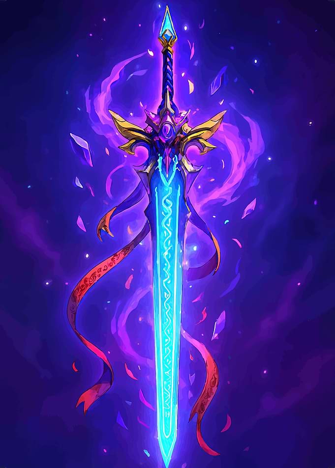 Glowing Fantasy Sword with Purple Haze