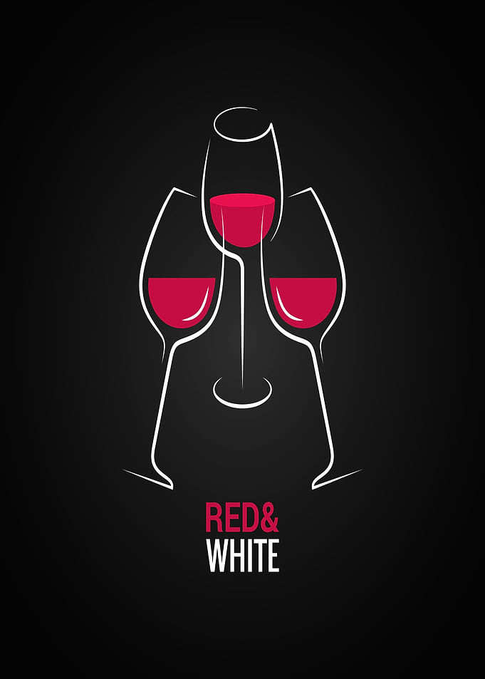 Red and White Wine Glasses