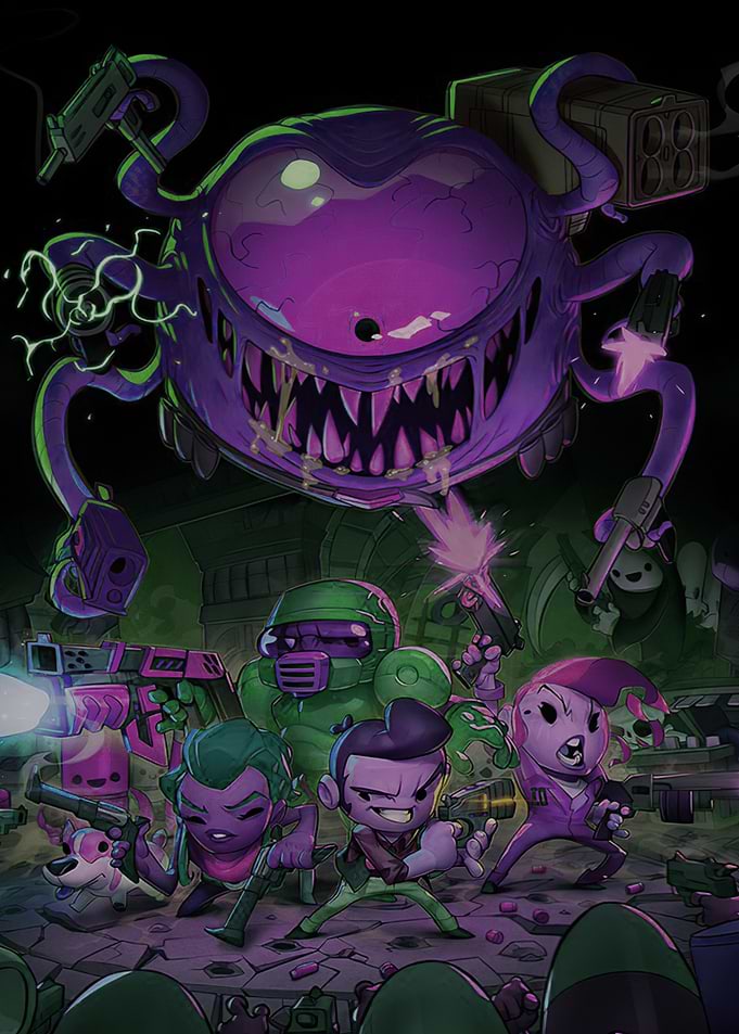 Chibi Characters Fighting a Monster