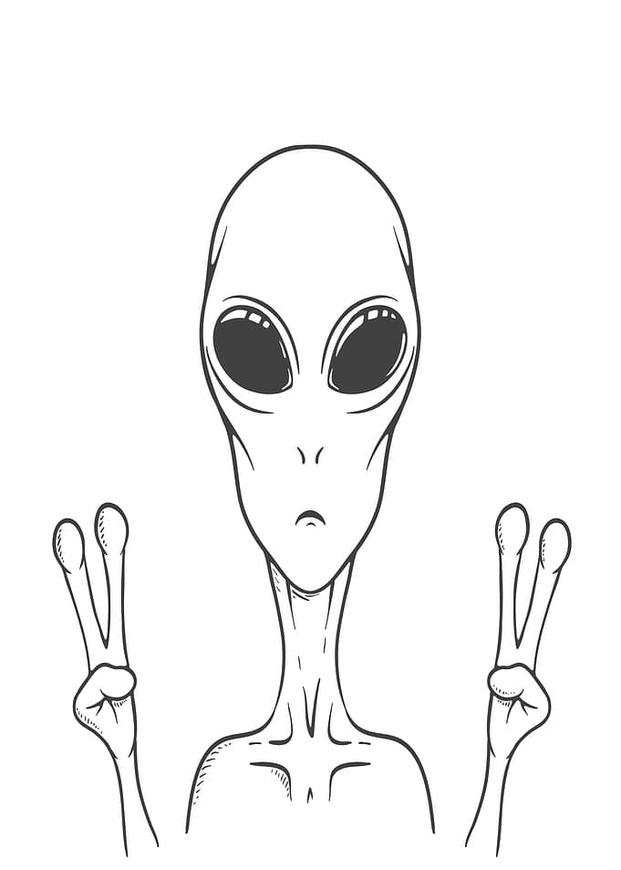 Alien Making Peace Sign