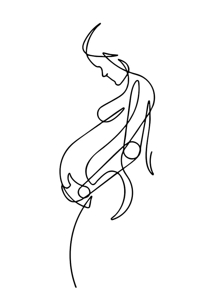 Pregnant Woman Line Art