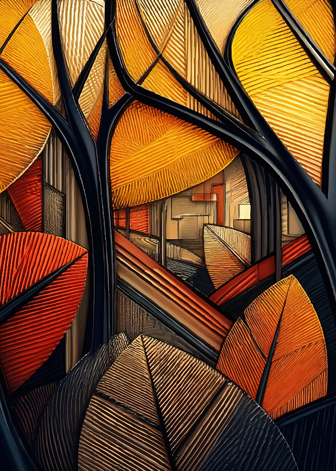 Abstract Autumn Leaves and Branches