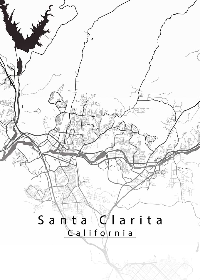 Santa Clarita California City Map white