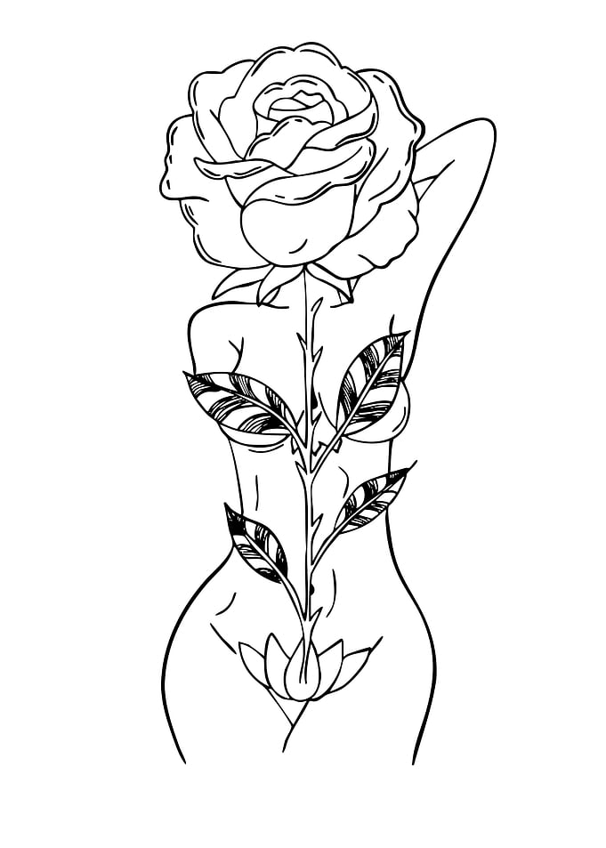 Rose and Female Body Outline