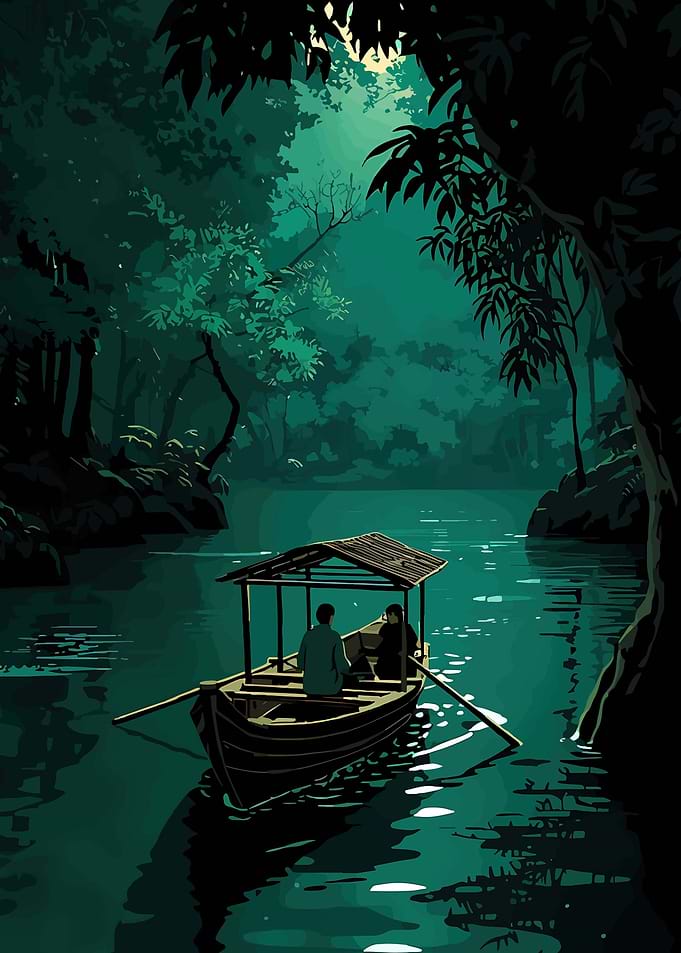 Boat on a serene river