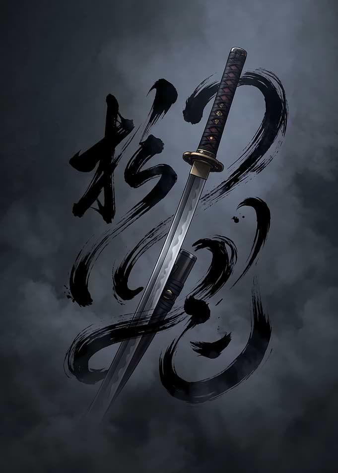 Samurai Sword with Japanese Calligraphy