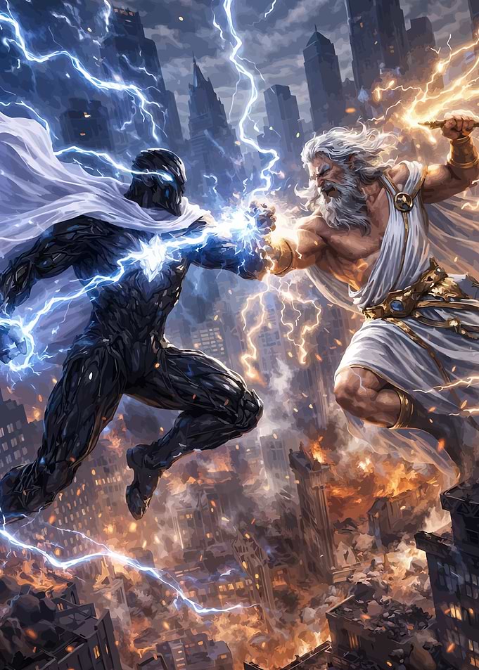 Superheroes Battle in Destroyed City