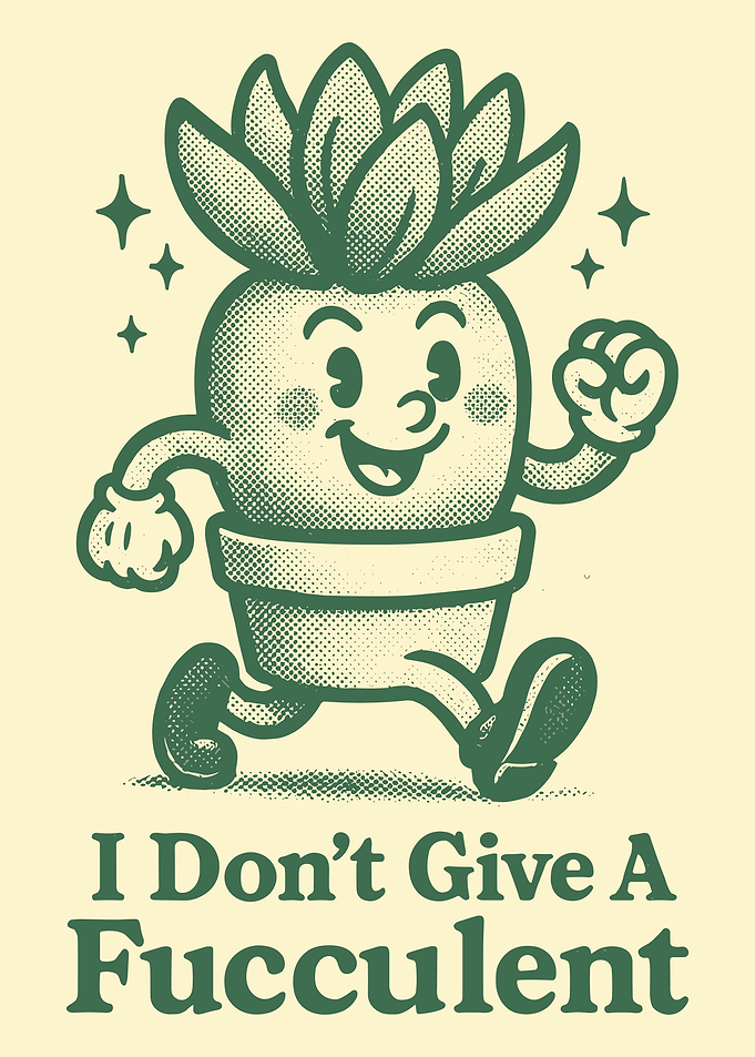 I Dont Give A Fucculent Poster, Funny Succulent Plant Art, Cute Sarcastic Wall Print