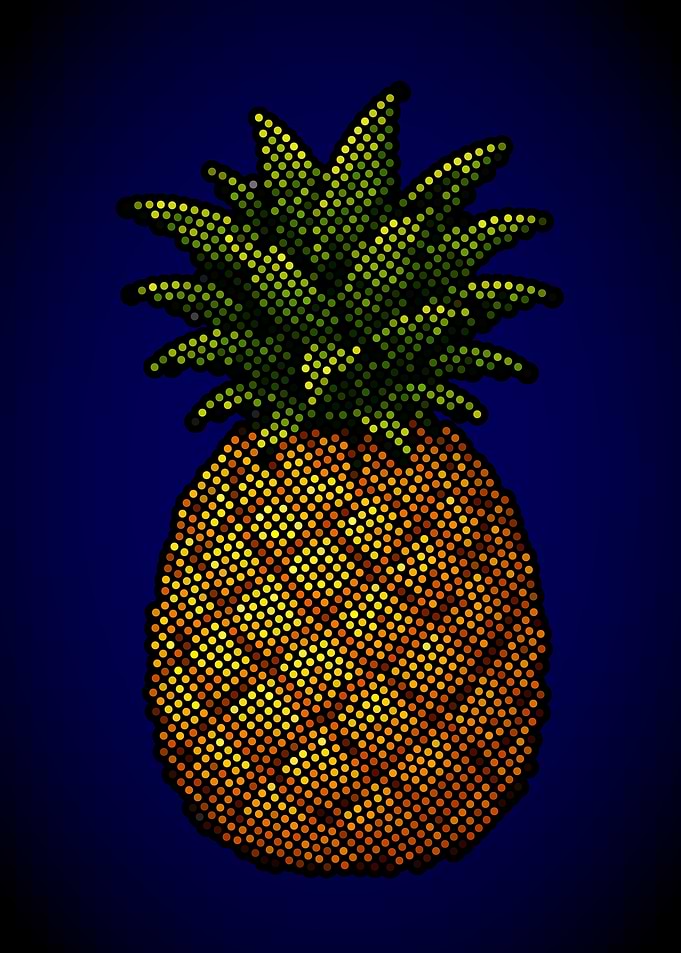 Pineapple Dot Art - Tropical Fruit Pointillism Design