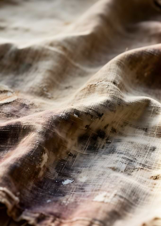 Textured Fabric with Natural Dye Stains