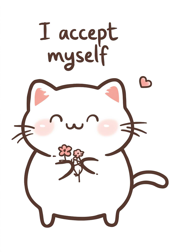 Cute Cat Holding Flowers