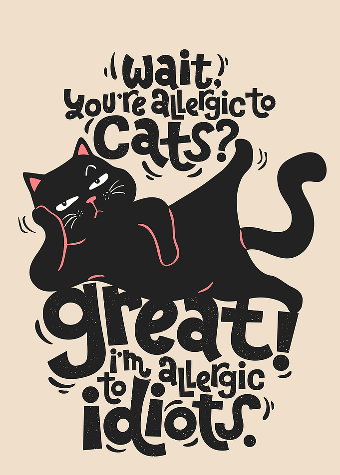 Funny cat with text about allergies