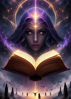 Mystical Sorceress and Ancient Tome