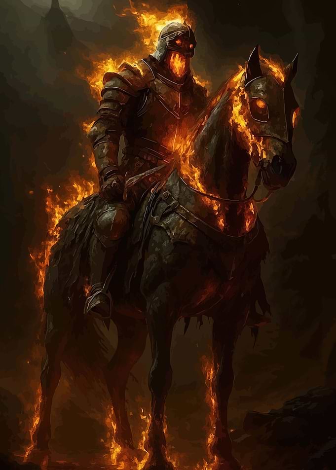 Fiery Knight on Horseback