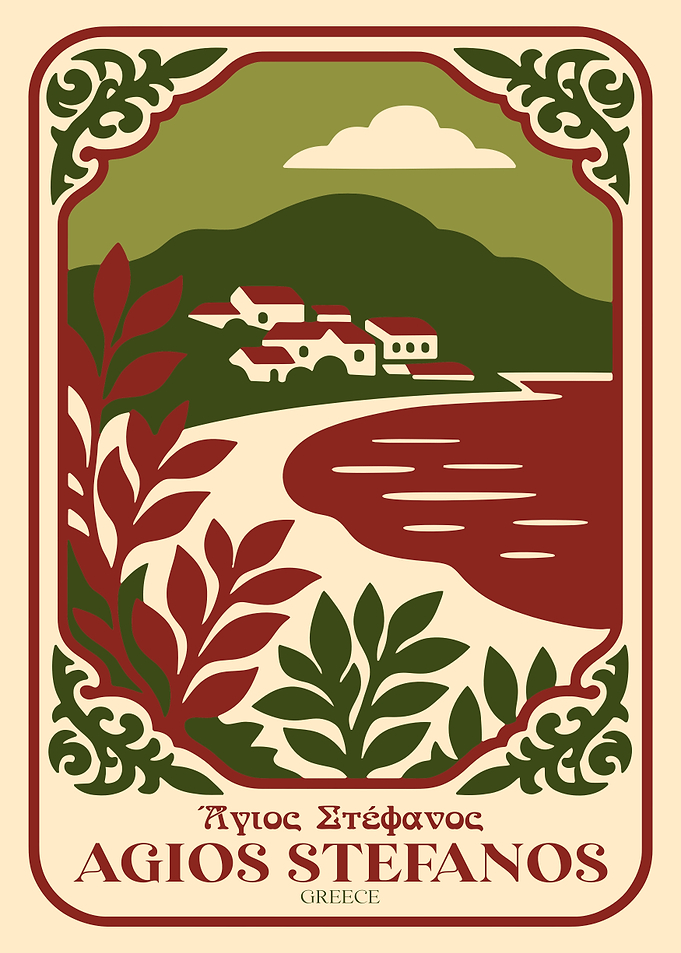Agios Stefanos Greece Travel Poster