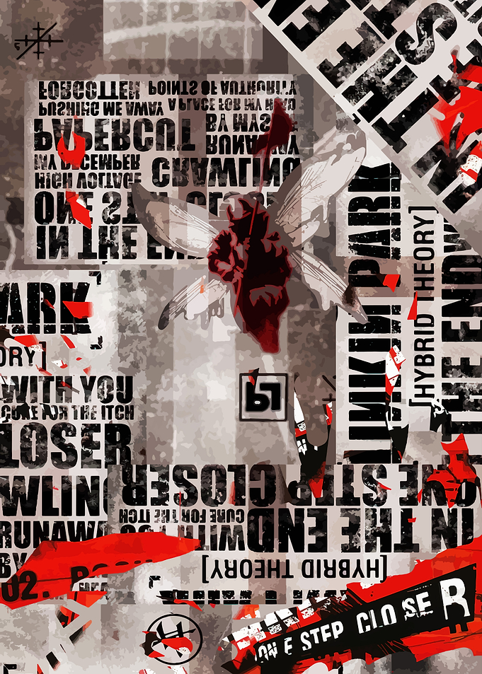 Abstract Collage with Floral and Text Elements