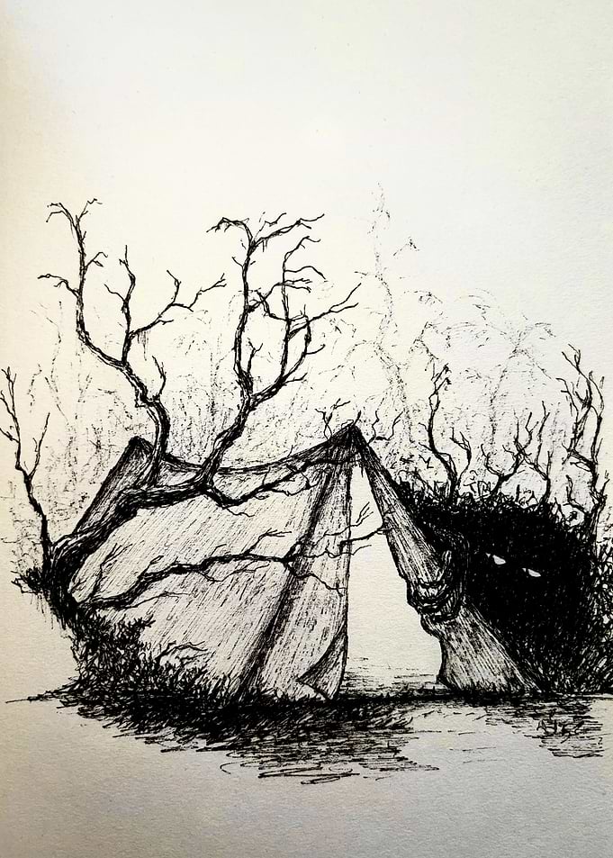 Creepy Tent in a Dark Forest