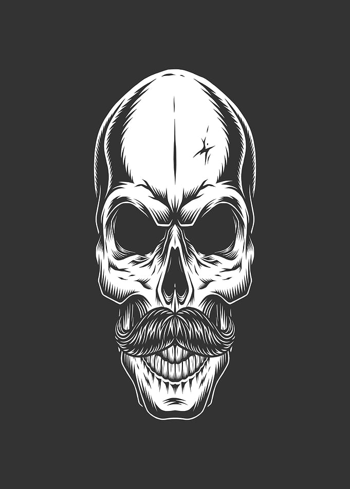 Skull with Moustache