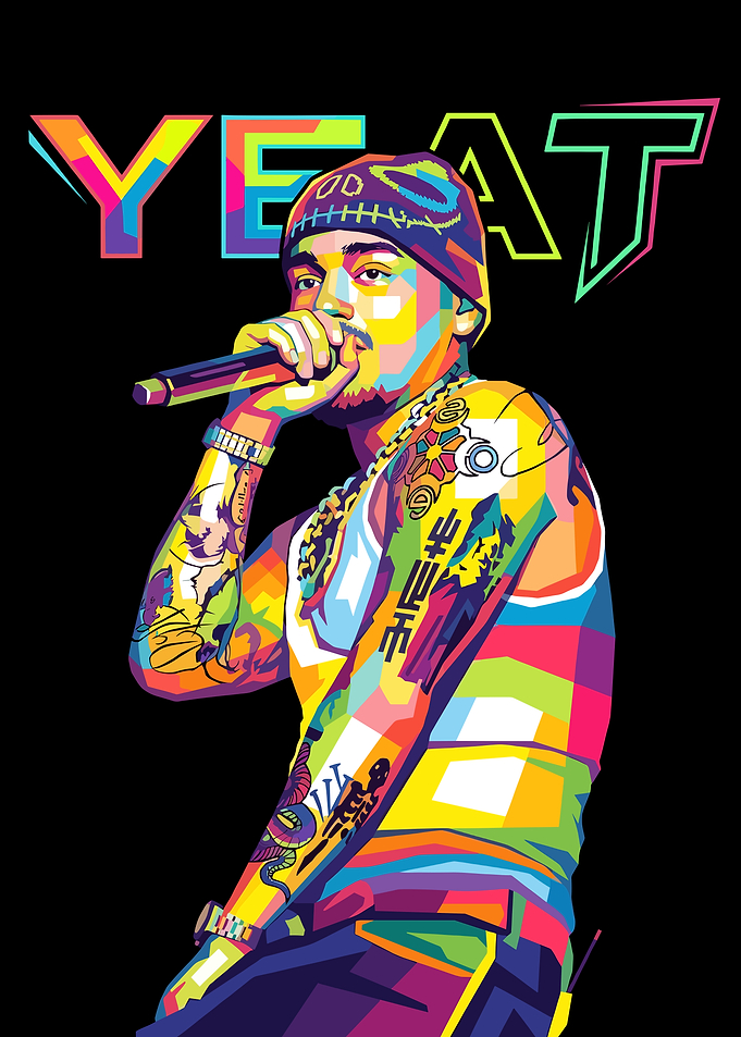 Yeat Performing with Colorful WPAP Art