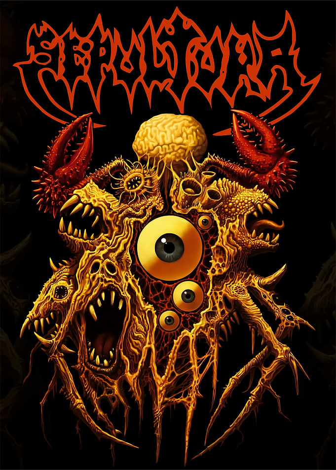 Grotesque Monster with Eyes and Claws