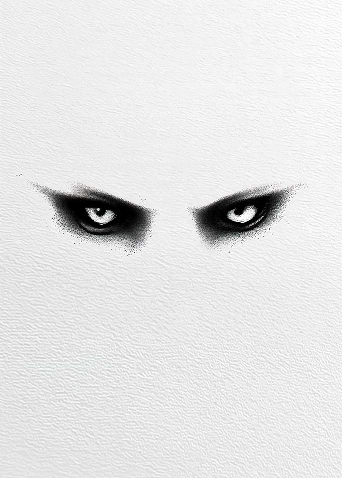 Menacing Eyes on White Background