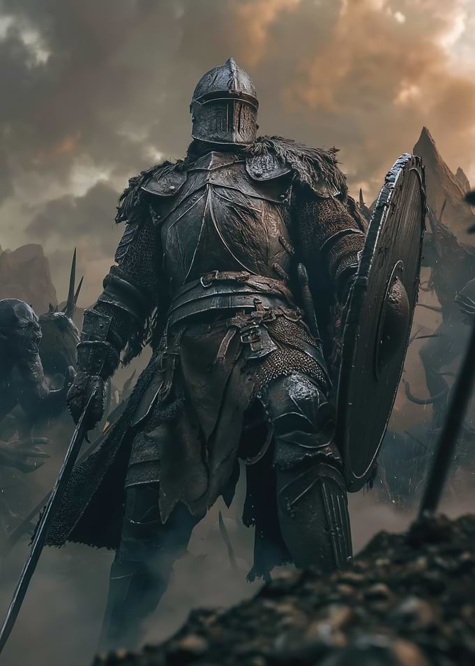 Dark Knight with Shield and Sword
