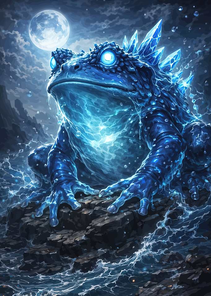 Crystal Frog Under the Moon
