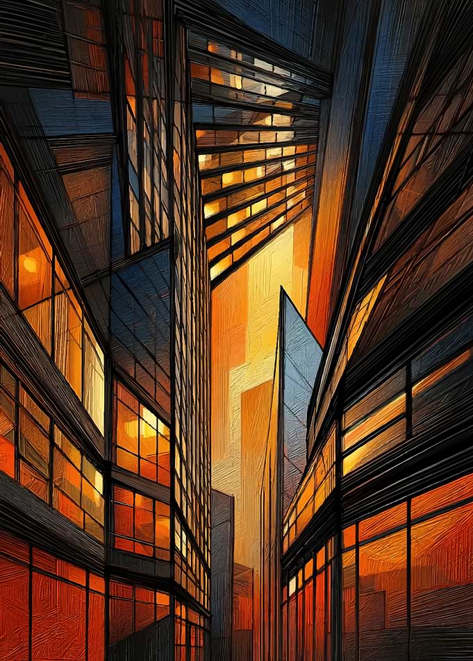 Abstract Cityscape at Sunset