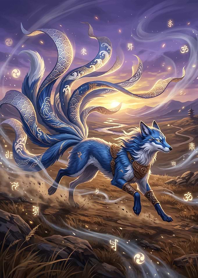 Blue Nine-Tailed Fox Spirit