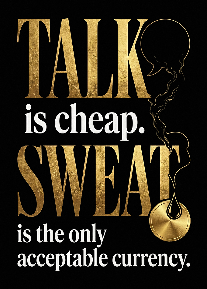 Mental Toughness Talk Is Cheap Sweat Quote Gold Foil Art