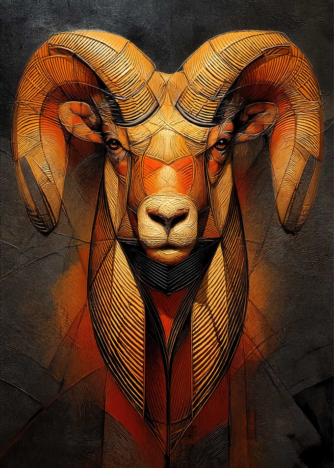 Geometric Ram Portrait