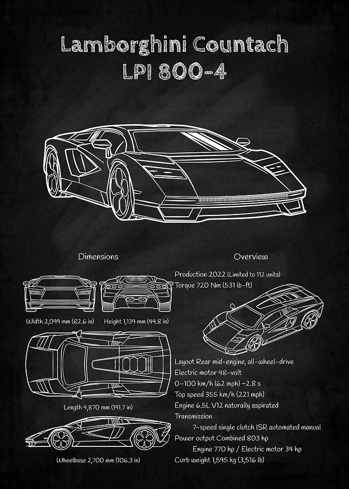 Lamborghini Countach LPI 800-4 Blueprint