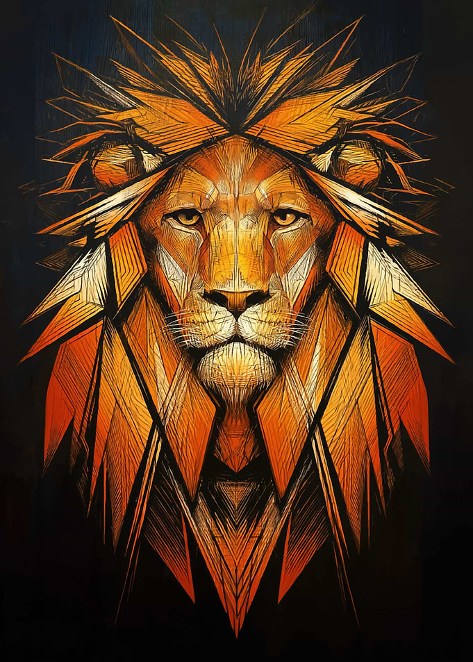 Geometric Lion Head Portrait