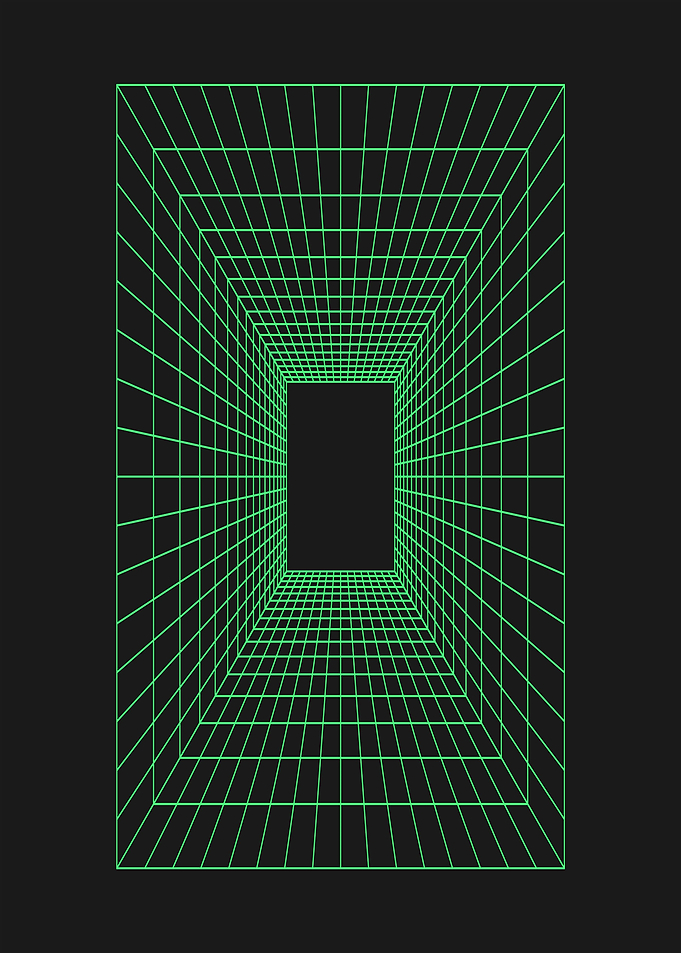 Green Wireframe Tunnel