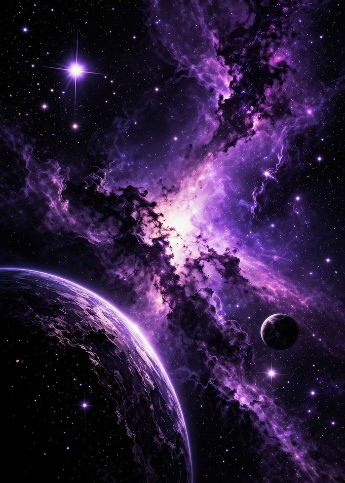 Purple Nebula and Planets