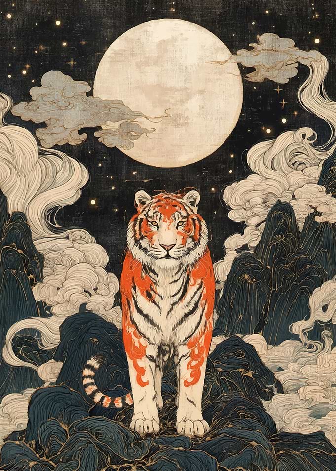 Tiger Under the Moon